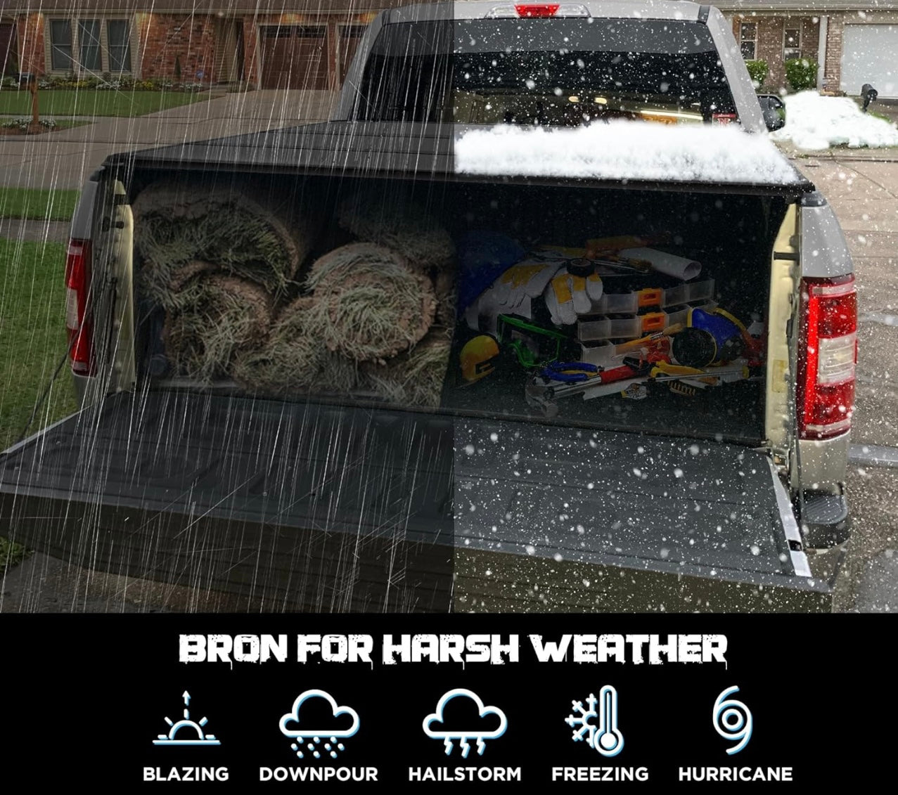 2016 to 2025 Toyota Tacoma 5ft bed size Fiber Hard Shell Tri-Folding Truck Bed Tonneau Cover Tapa Dura