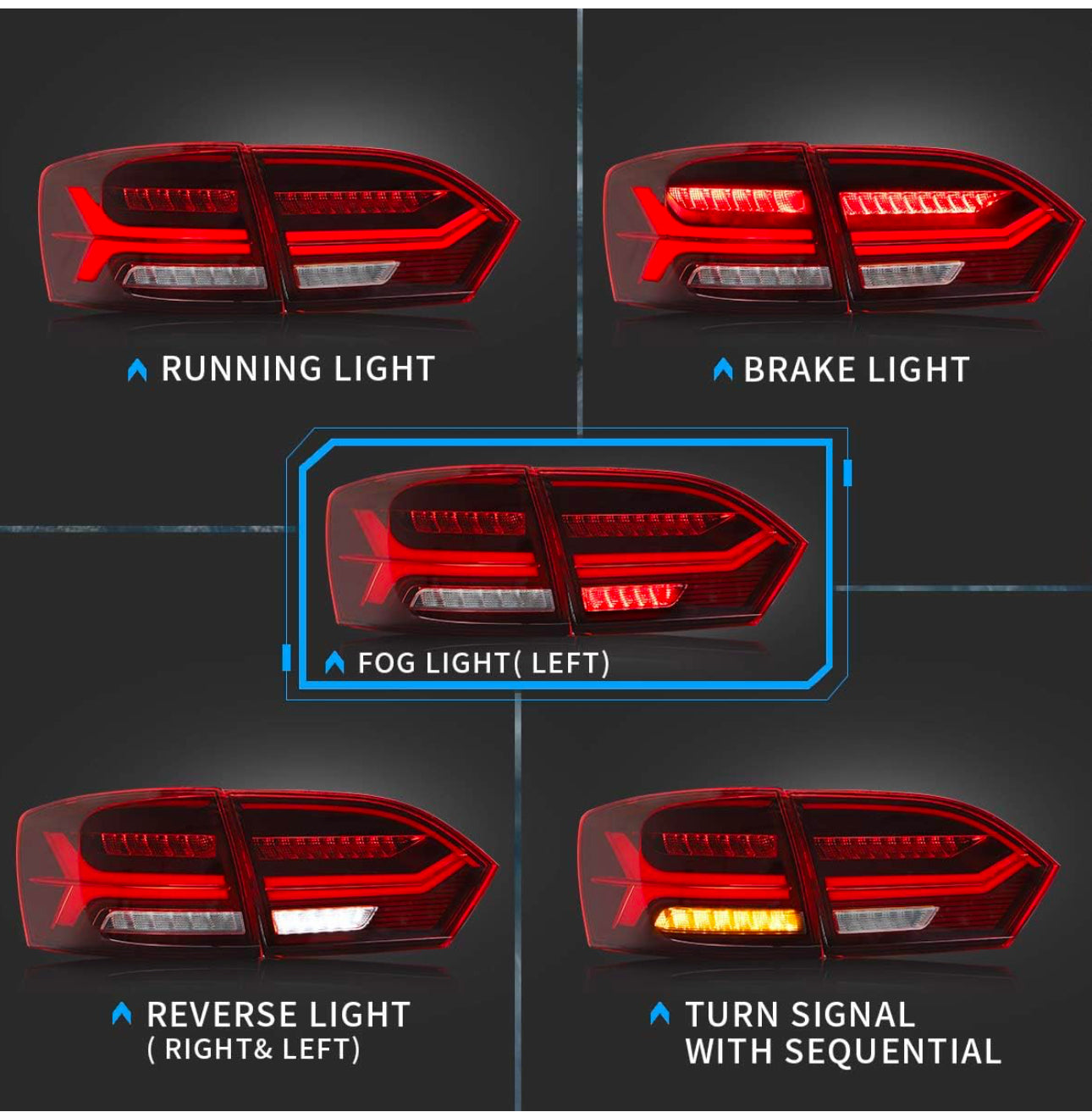 2011 to 2014 Volkswagen Jetta Sagitar does Not Fit GLI & Led Version Full LED Headlights Faros Focos Luces Micas