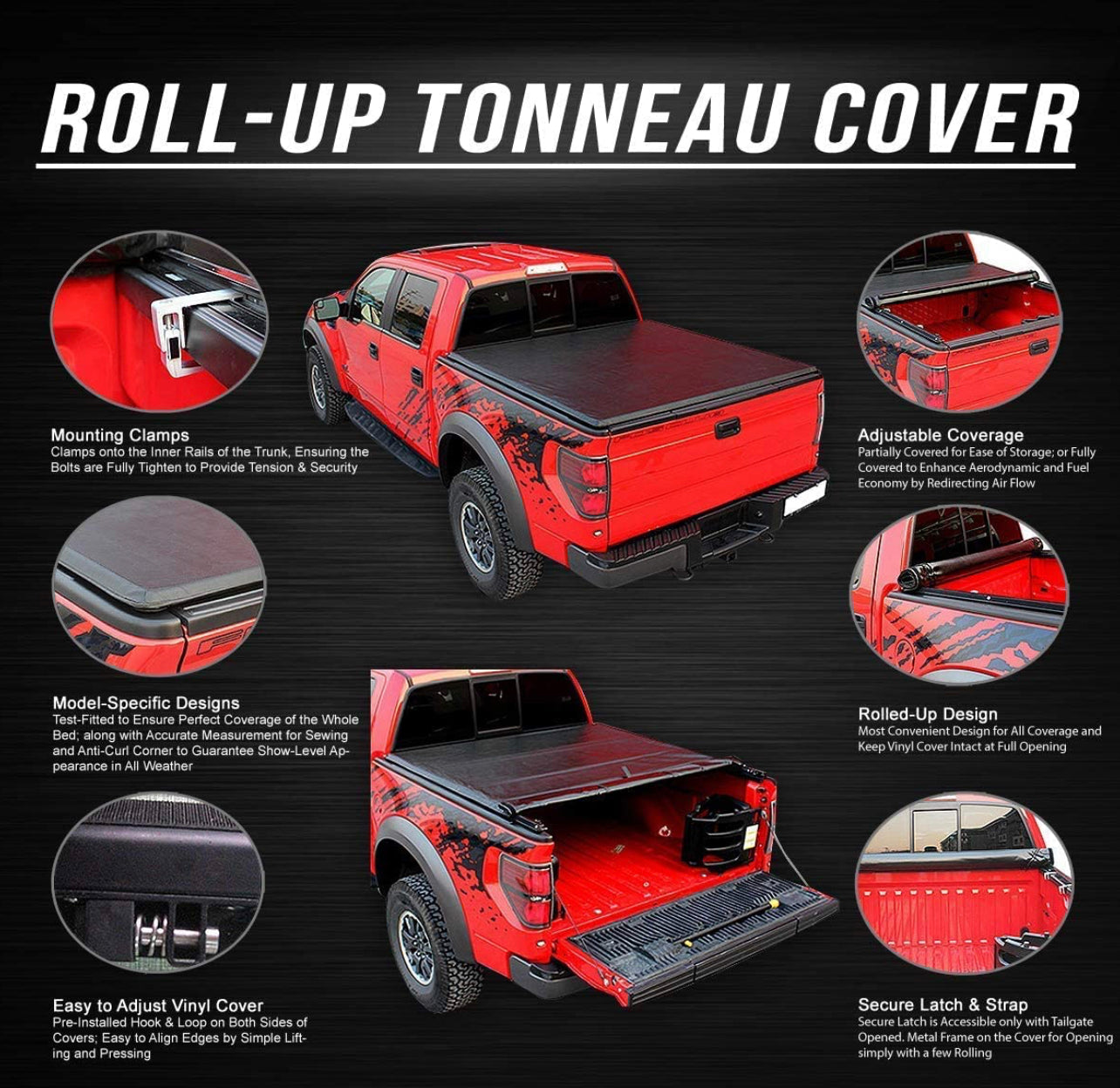 2022 to 2025 Ford Maverick 4.6ft Bed size Roll up Bed Cover tapa suave Que se enrolla