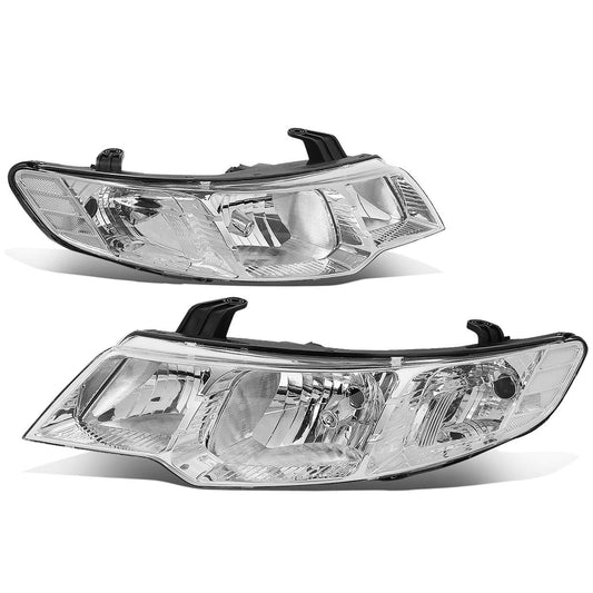 2011 to 2013 Kia Forte and Forte Koup chrome housing Clear Reflector Headlamps Headlights Faros Focos luces micas