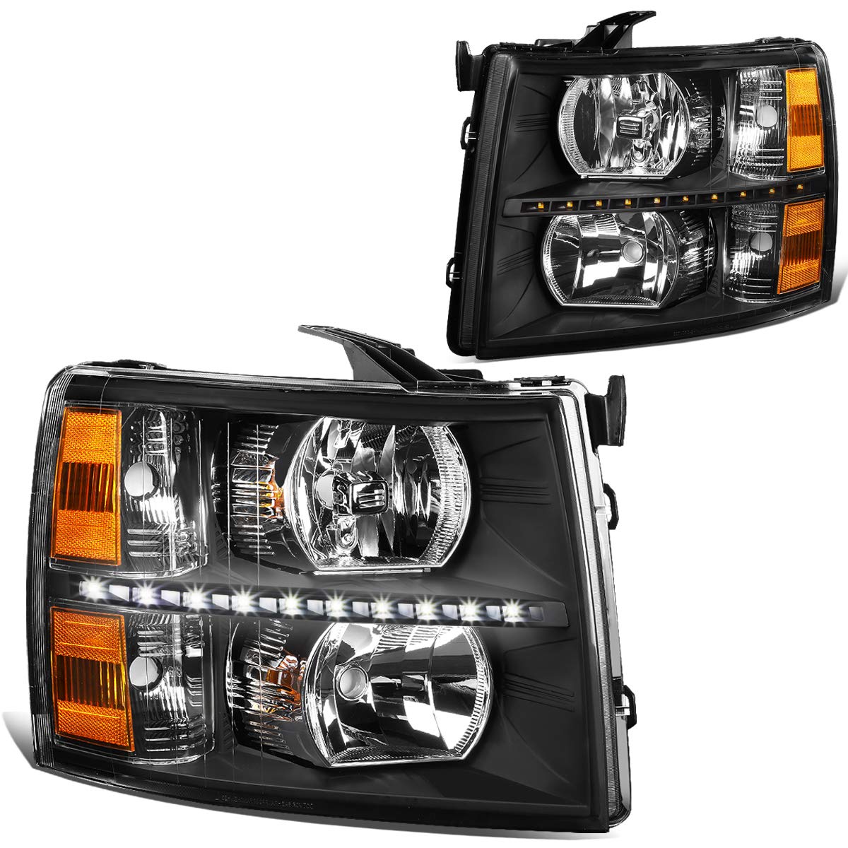 2007 to 2013 Chevy Silverado 1500 2500 3500 and HD Models LED Strip Headlamps Headlights Faros Focos Luces Micas