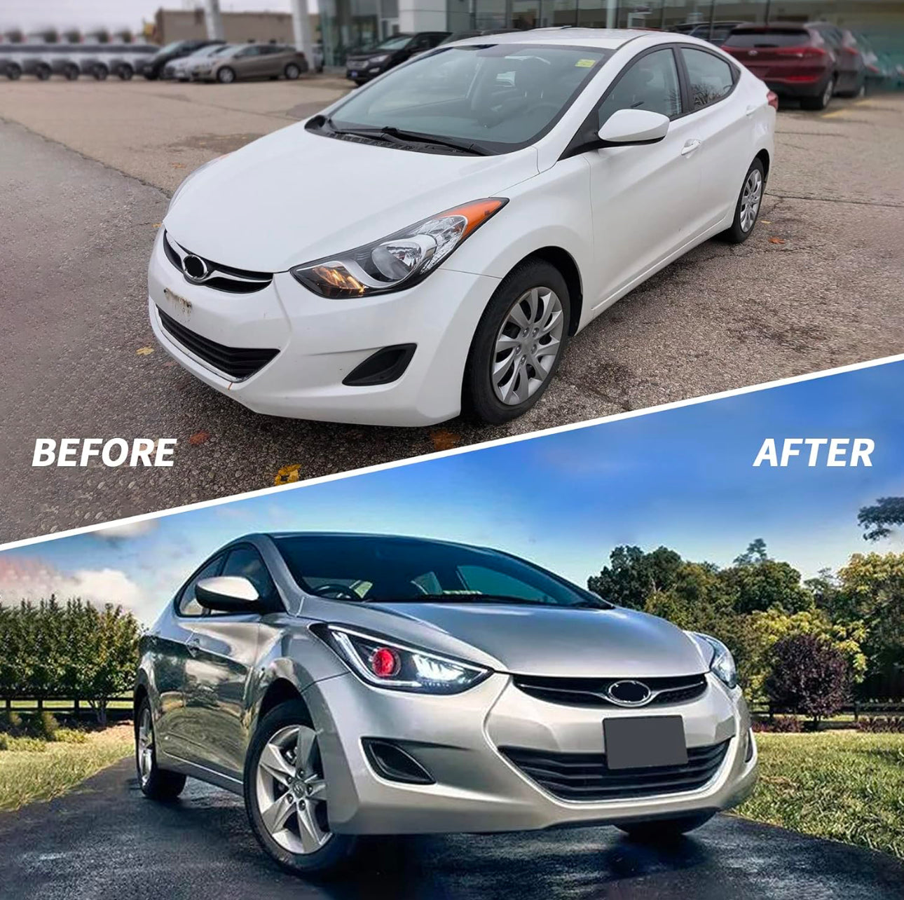 2012 to 2015 Hyundai Elantra Coupe Not for Hybrid Demon Eyes Headlights Faros Focos Luces Micas