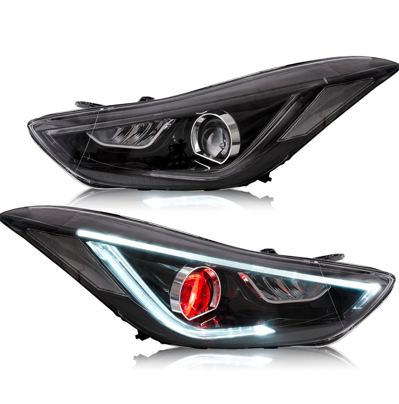 2012 to 2015 Hyundai Elantra Coupe Not for Hybrid Demon Eyes Headlights Faros Focos Luces Micas