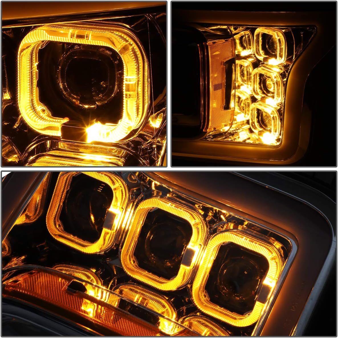 Ford F-150 Smoked housing Amber Reflector Auto Update LED Effect Sequential Projector Headlights Lamp for 2018 to 2020