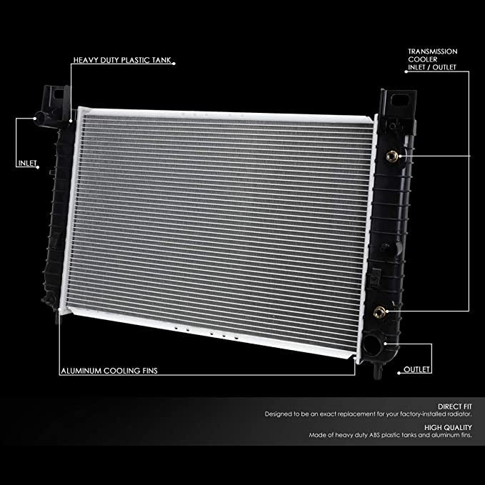 DNA Motoring OEM-RA-2334 28'' Radiator Compatible with 99-07 Escalade/Silverado/Sierra 1500 2500 / Suburban/Yukon, OE Style Aluminum Core Direct Fit Radiator, 1-5/16" Inlet / 1-9/16" Outlet