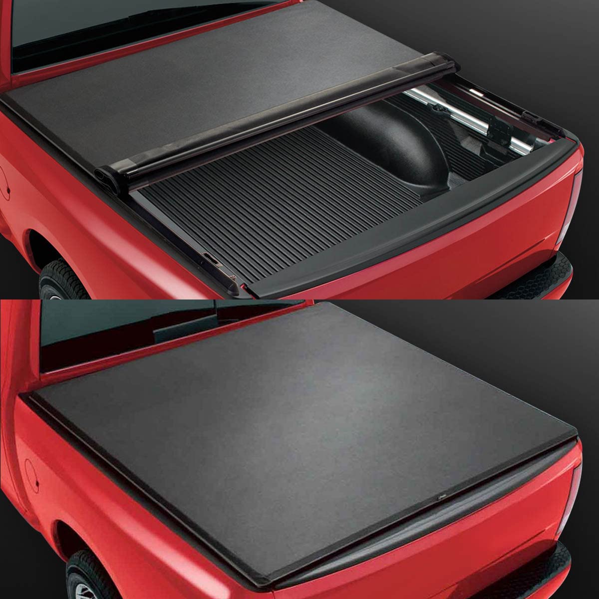 Truck Bed Soft Vinyl Roll-Up Tonneau Cover Compatible with Chevy Silverado GMC Sierra 1500 2500 3500 and HD Models 6.5ft Fleet-side Bed Black 1999 2000 2001 2002 2003 2004 2005 2006