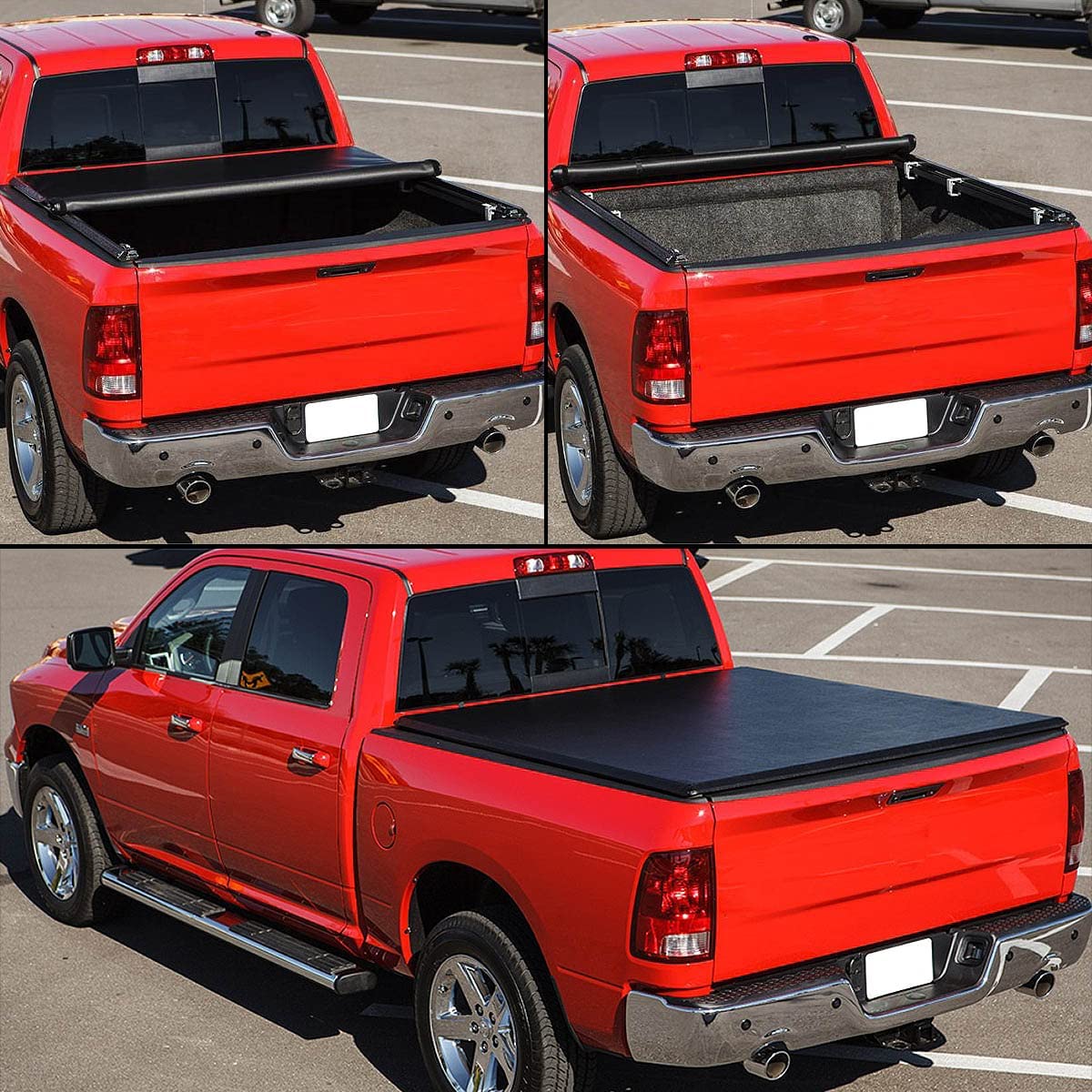 Truck Bed Soft Vinyl Roll-Up Tonneau Cover Compatible with Chevy Silverado GMC Sierra 1500 2500 3500 and HD Models 6.5ft Fleet-side Bed Black 1999 2000 2001 2002 2003 2004 2005 2006