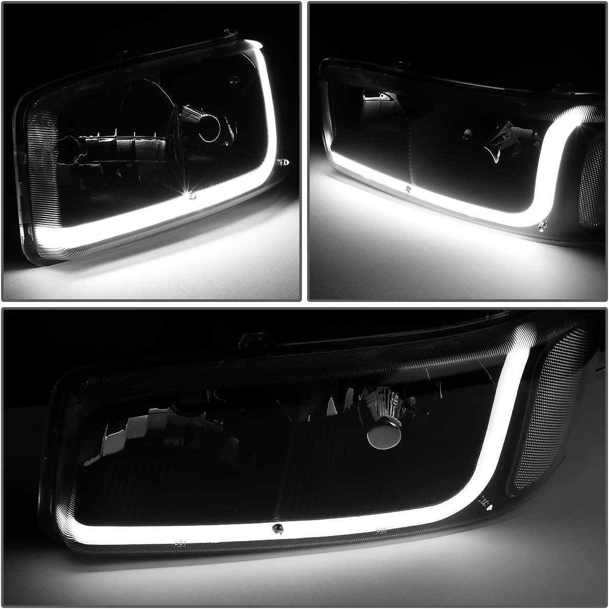 GMC Sierra black housing LED DRL headlight faros focos 1999 2000 2001 2002 2003 2004 2005 2006