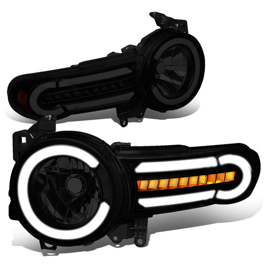 Toyota FJ Cruiser smoked lenses black Housing LED DRL Headlamps Headlights Faros Focos Luces Micas 2007 2008 2009 2010 2011 2012 2013 2014