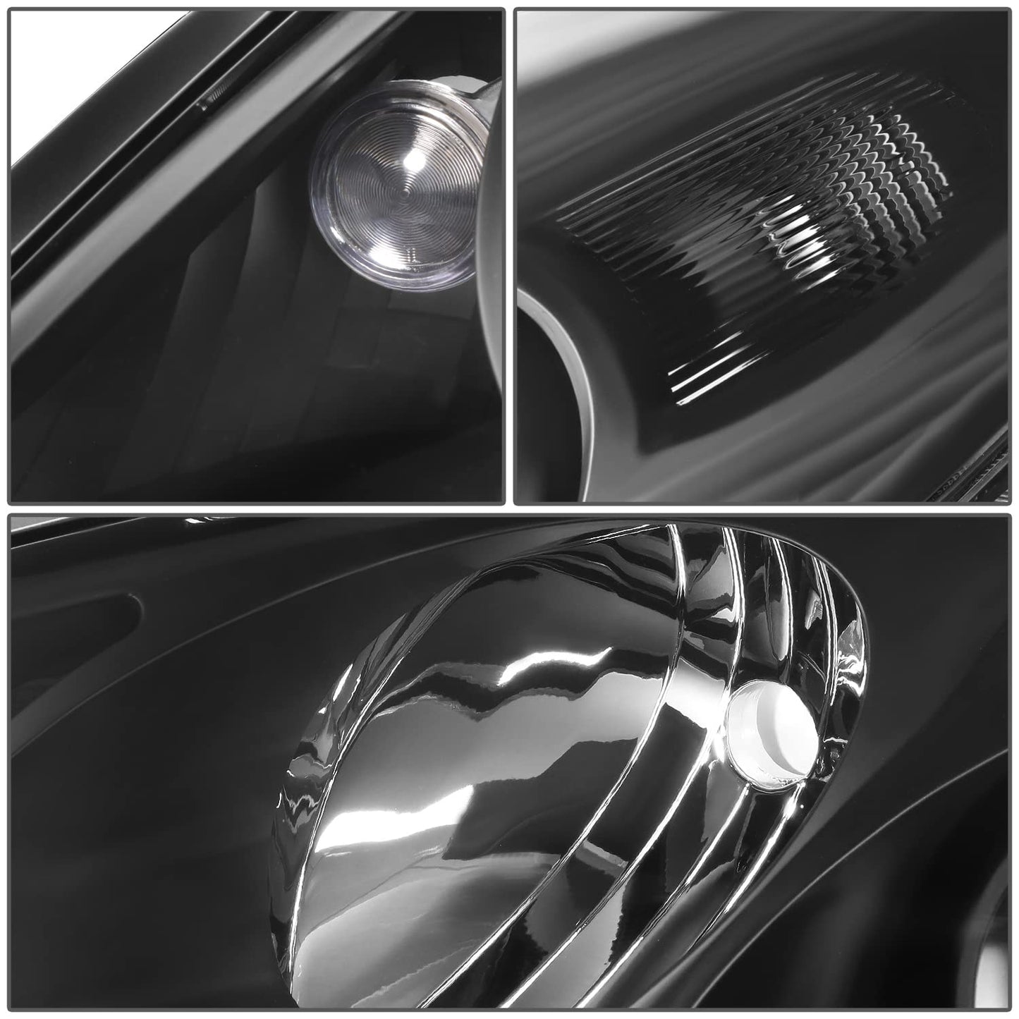 Pair of Halogen Headlights Projector Low Beam Compatible with 2004 2005 2006 Lexus ES330 Black Clear