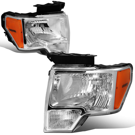 Ford F-150 F150 oem style Chrome housing Amber headlights faros focos luces micas 2009 2010 2011 2012 2013 2014
