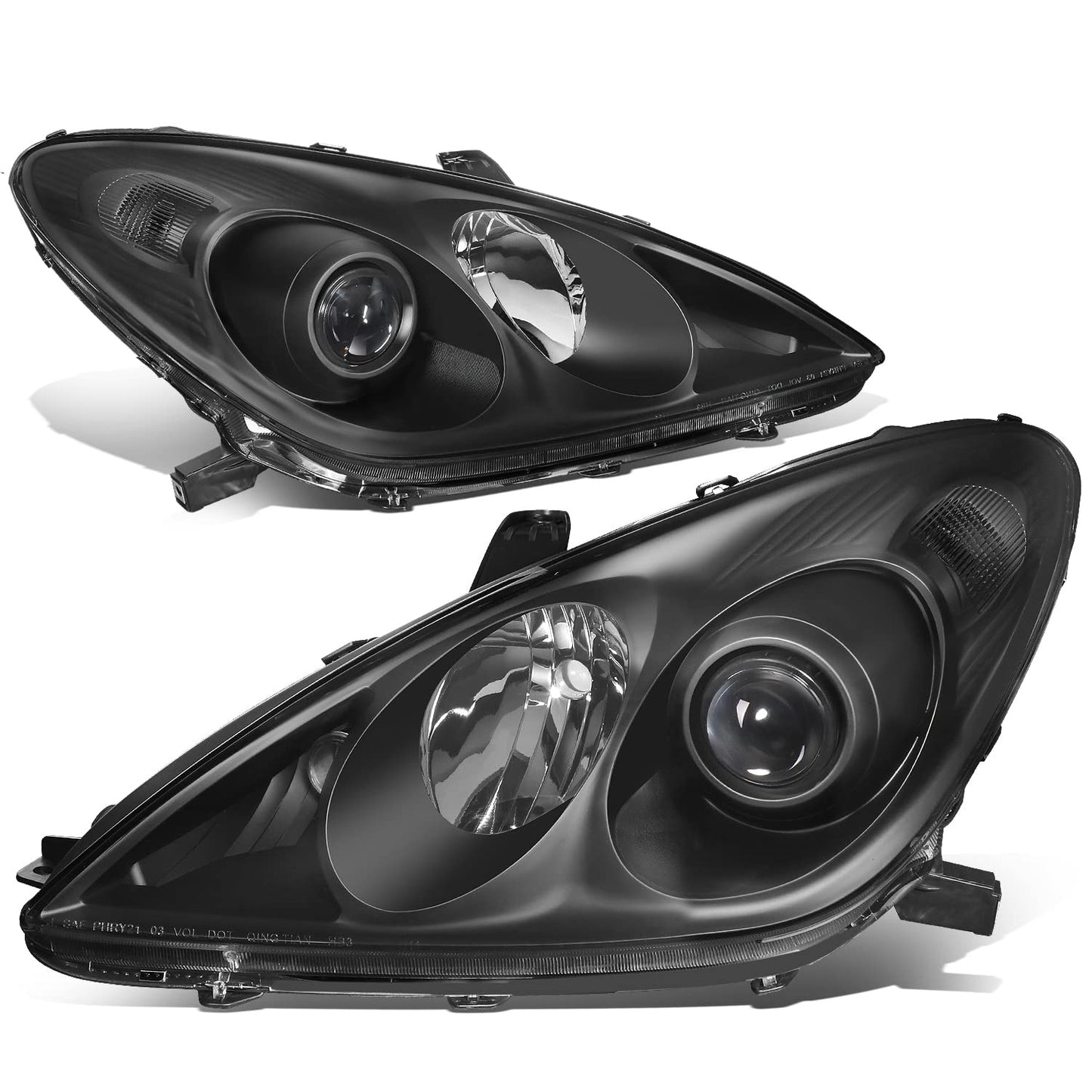 Pair of Halogen Headlights Projector Low Beam Compatible with 2004 2005 2006 Lexus ES330 Black Clear
