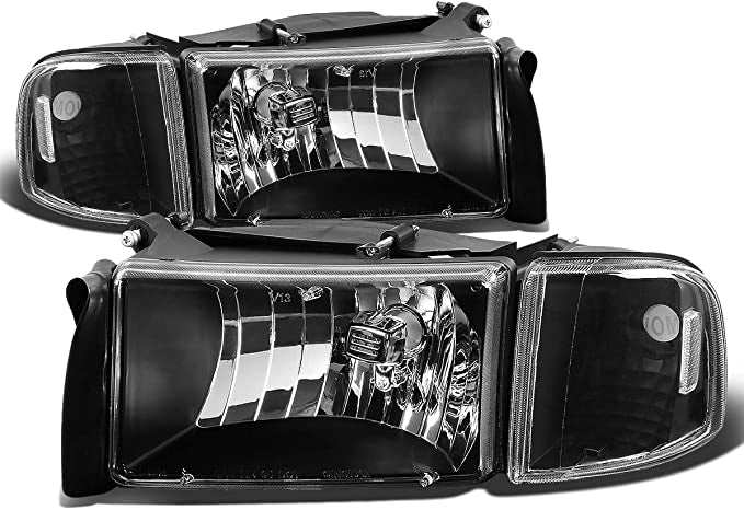 Dodge Ram 1500 Black Housing Clear Reflector 1500 2500 3500 Headlights Faros Focos Luces Micas for 1994 1995 1996 1997 1998 1998 2000 2001