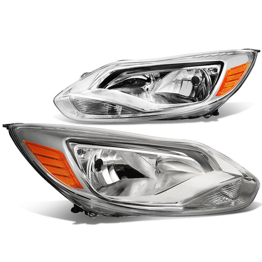 Ford Focus Chrome Housing Amber Reflector Headlamps Headlights Faros Focos Luces 2012 2013 2014
