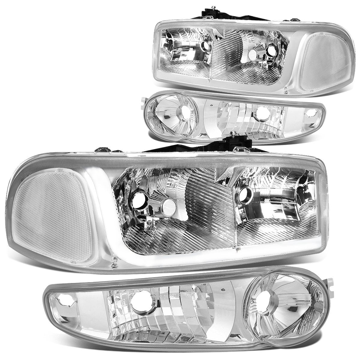 GMC Sierra 1500 Yukon Denali Style Only Chrome housing LED DRL  Headlamps Headlights faros focos luces 2000 2001 2002 2003 2004 2005 2006 2007