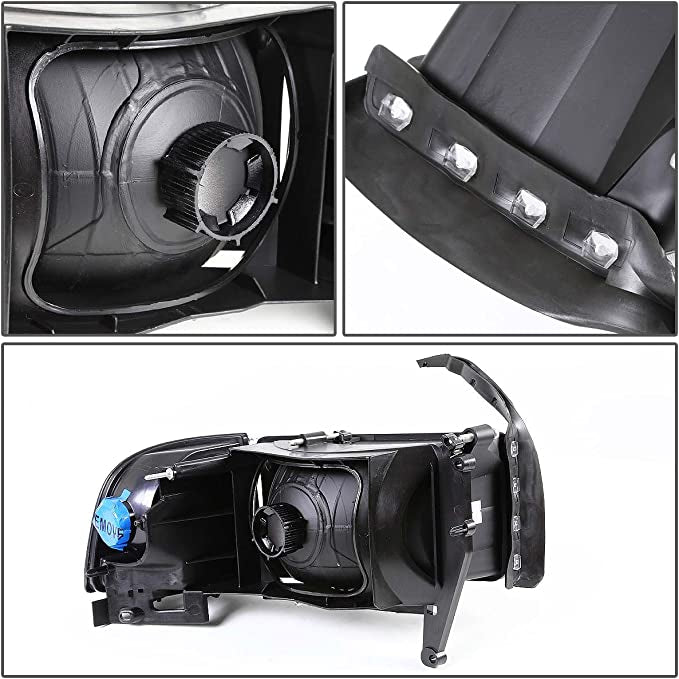 Dodge Ram 1500 Black Housing Clear Reflector 1500 2500 3500 Headlights Faros Focos Luces Micas for 1994 1995 1996 1997 1998 1998 2000 2001