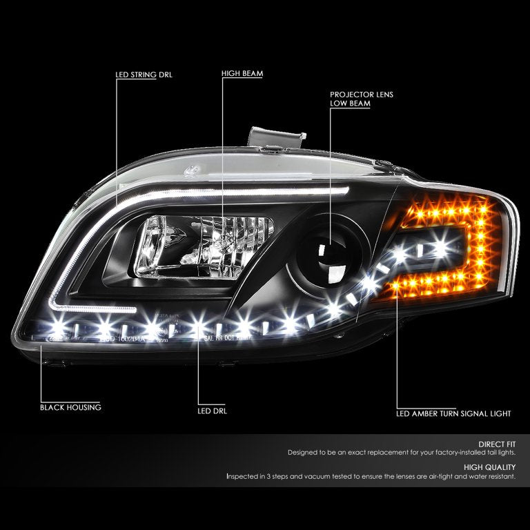 Audi A4 S4 Projector LED Drl Headlamps Headlights Faros Focos Luces 2006 2007 2008