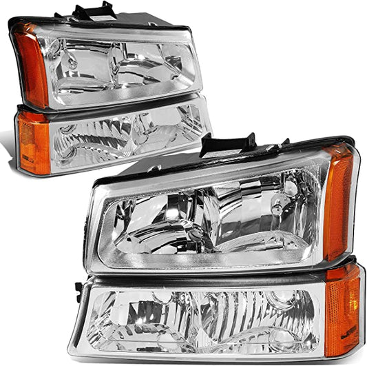 Chevy Silverado OEM Style Chrome Housing Amber Reflector for 2003 2004 2005 2006