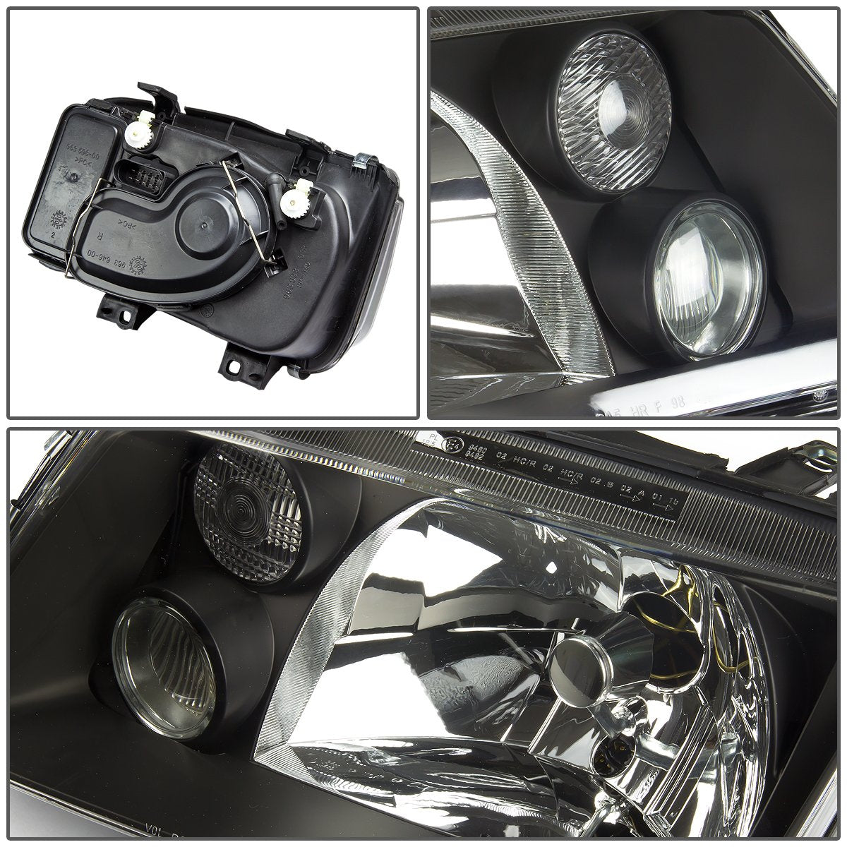 Volkswagen Jetta MKIV Black Housing Headlamps Headlights Faros Focos Luces Micas 1999 2000 2001 2002 2003 2004 2005