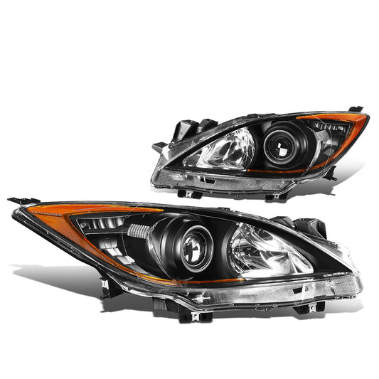 Mazda 3 Black Housing Amber Reflector Headlamps Headlights faros focos luces micas 2010 2011 2012 2013