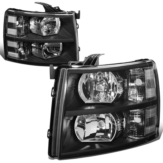 Chevy Silverado Black Housing Headlamps Headlights Faros Focos luces Micas 2007 2008 2009 2010 2011 2012 2013