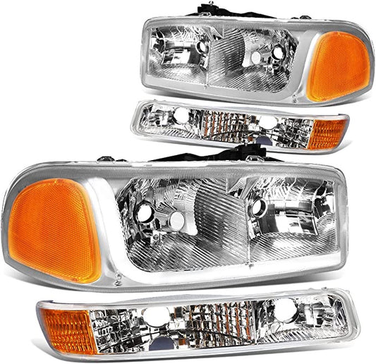 GMC Sierra Yukon non Denali models LED DRL Oem Style Headlamps Headlights faros Focos Luces mics 1999 2000 2001 2002 2003 2004 2005 2006