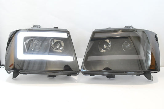 Chevy Tahoe Suburban Avalanche black Smoked amber Projector DRL LED Blinker headlights faros focos luces 2007 2009 2010 2011 2012 2013 2014