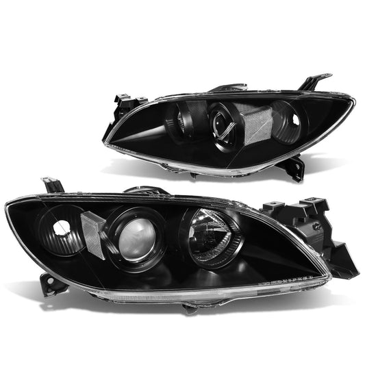 Mazda 3 4 door sedan only Black Housing Projector Headlamps Headlights faros focos luces micas 2004 2005 2006 2007 2008 2009