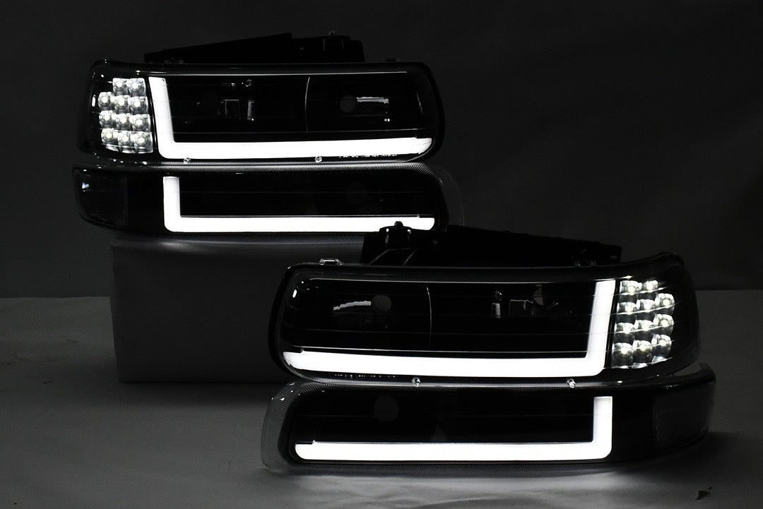 99-02 Chevy Silverado 00-06 Chevy Tahoe suburban led drl headlights faros focos luces micas 1999 2000 2001 2002 2003 2004 2005 2006