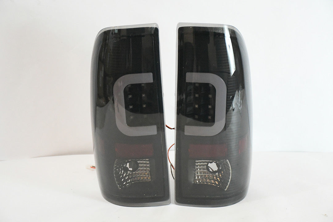 08-16 FORD F-250 F-350 F-450 F-550 super duty black housing and smoked and c-style led tail lights 2008 2009 2010 2011 2012 2013 2014 2015 2016