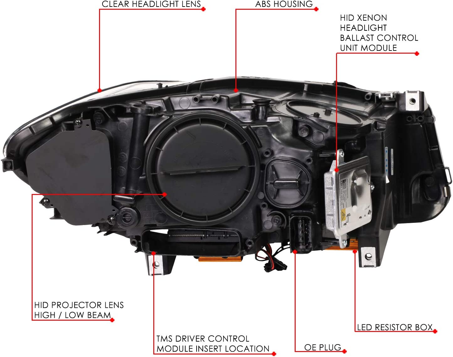 BMW 525i 528I 528i xDriveLED 3D Dual U-Halo Black Housing Amber LED Side Marker Projector Headlight faros focos luces 2011 2012 2013