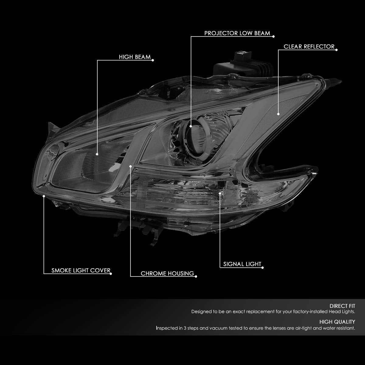 Nissan Maxima Halogen Models Only Smoked Housing Headlamps Headlights Faros Focos Luces Micas 2009 2010 2011 2012 2013 2014