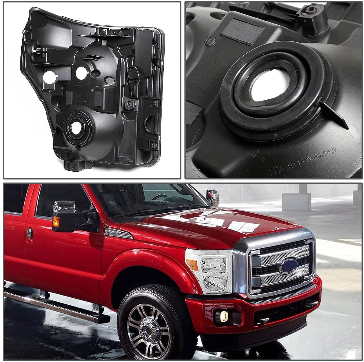 11-16 Ford Super Duty F-250 F-350 F-450 F-550 chrome housing amber reflector oem style headlights faros focos luces 2011 2012 2013 2014 2015 2016