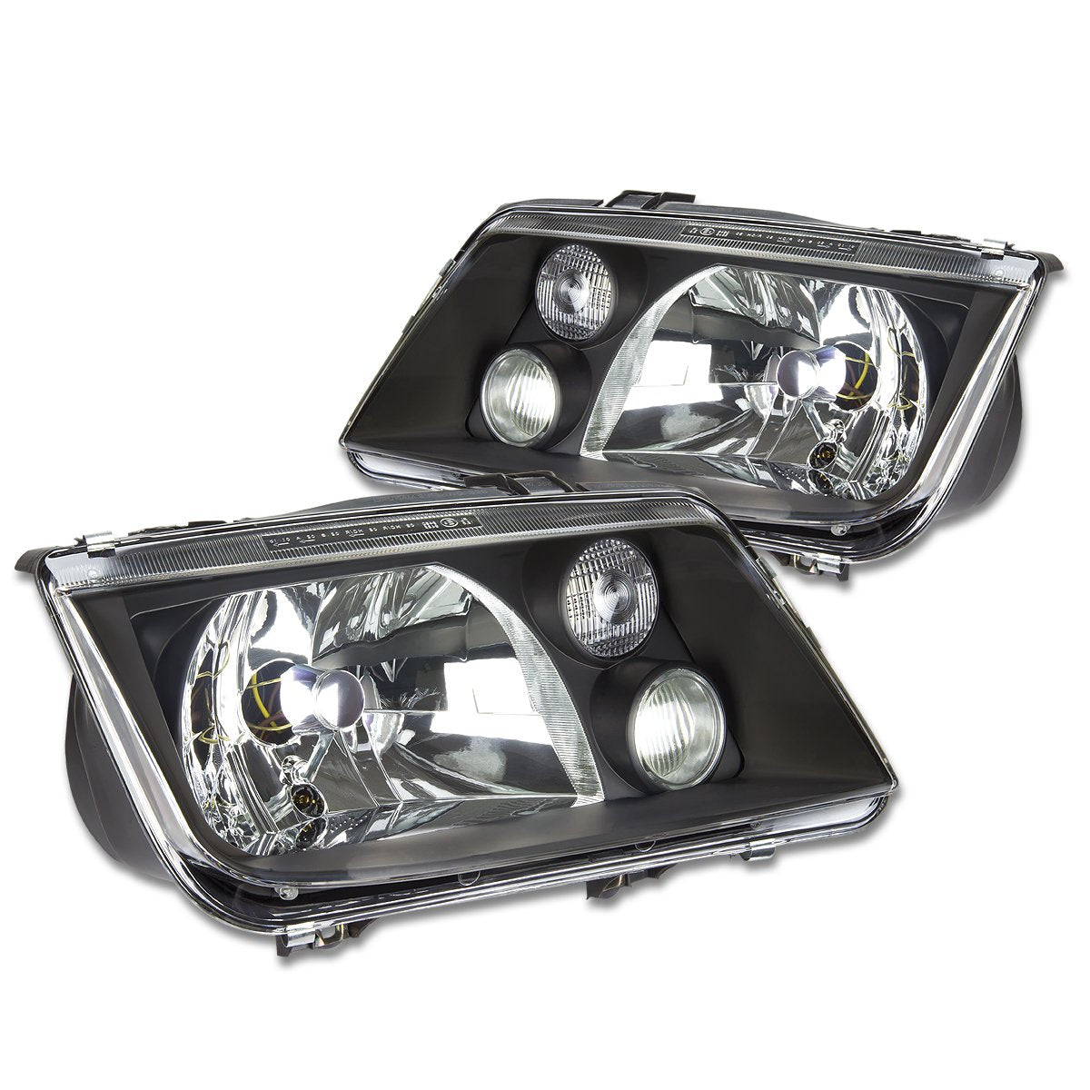 Volkswagen Jetta MKIV Black Housing Headlamps Headlights Faros Focos Luces Micas 1999 2000 2001 2002 2003 2004 2005