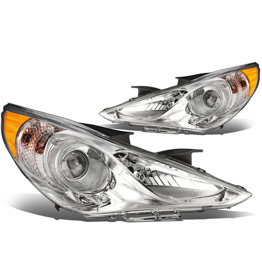 Hyundai Sonata chrome Housing Amber Reflector Headlamps Headlights Faros Focos Luces 2011 2012 2013 2014