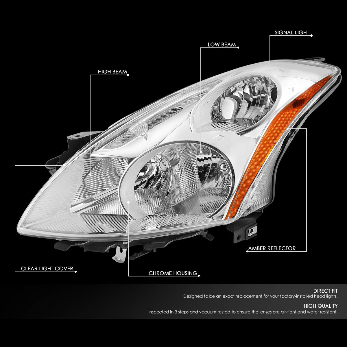 Nissan Altima Oem Style Chrome Housing Amber Corner Headlights faros Focos Luces micas for Altima Sedan 2010 2011 2012