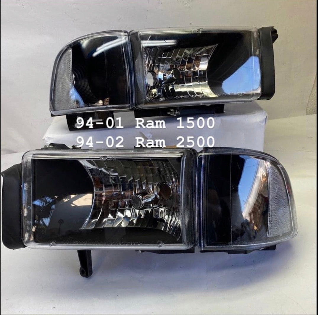 Dodge Ram 1500 Black Housing Clear Reflector 1500 2500 3500 Headlights Faros Focos Luces Micas for 1994 1995 1996 1997 1998 1998 2000 2001