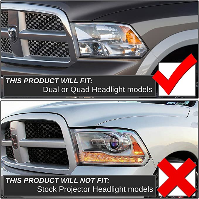 Dodge Ram Black Housing Clear Reflector 2009 1500 2500 3500 2009 2010 2011 2012 2013 2014 2015 2016 2017 2018