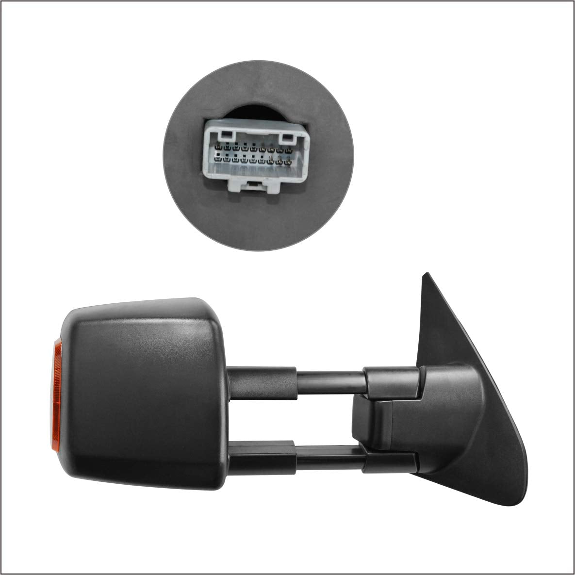 Toyota Tundra Sequoia Towing Mirrors Espejos De Remolque Black With Heated Defrost Power Adjusted Mirror Function Amber Signal light 2007 2008 2009 2010 2011 2012 2013 2014 2015 2016 2017