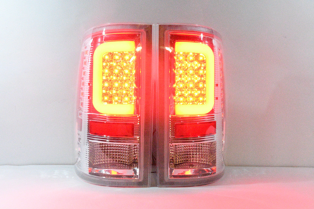 Dodge Ram 1500 chrome housing led RED DRL taillights luces traseras micas calaveras 2009 2010 2011 2012 2013 2014 2015 2016 2017