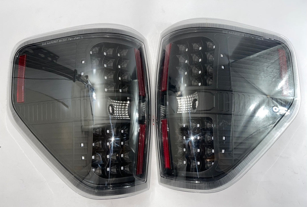 09-14 Ford F-150 black housing LED taillights micas Calaveras luces traseras 2009 2010 2011 2012 2013 2014