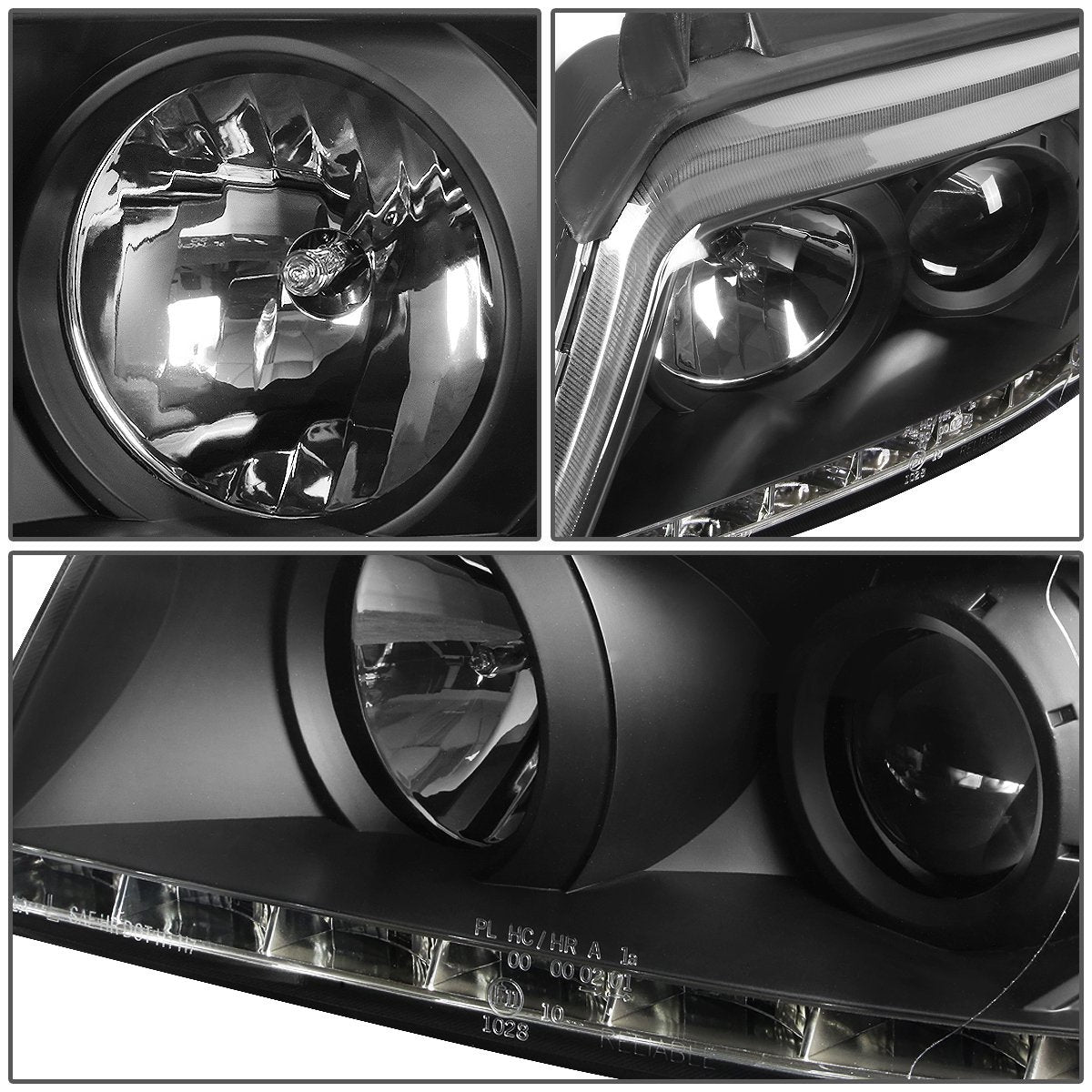 Black Amber Signal Projector Headlights With LED DRL Compatible with 1999 to 2001 A4 & Quattro Models