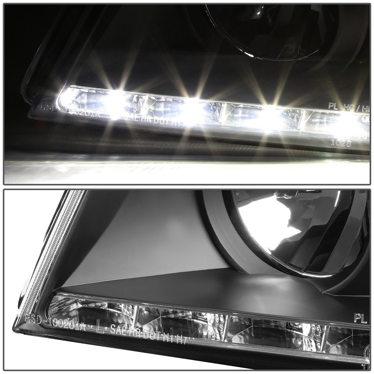 Black Amber Signal Projector Headlights With LED DRL Compatible with 1999 to 2001 A4 & Quattro Models