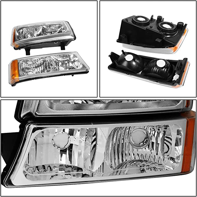 Chevy Silverado OEM Style Chrome Housing Amber Reflector for 2003 2004 2005 2006