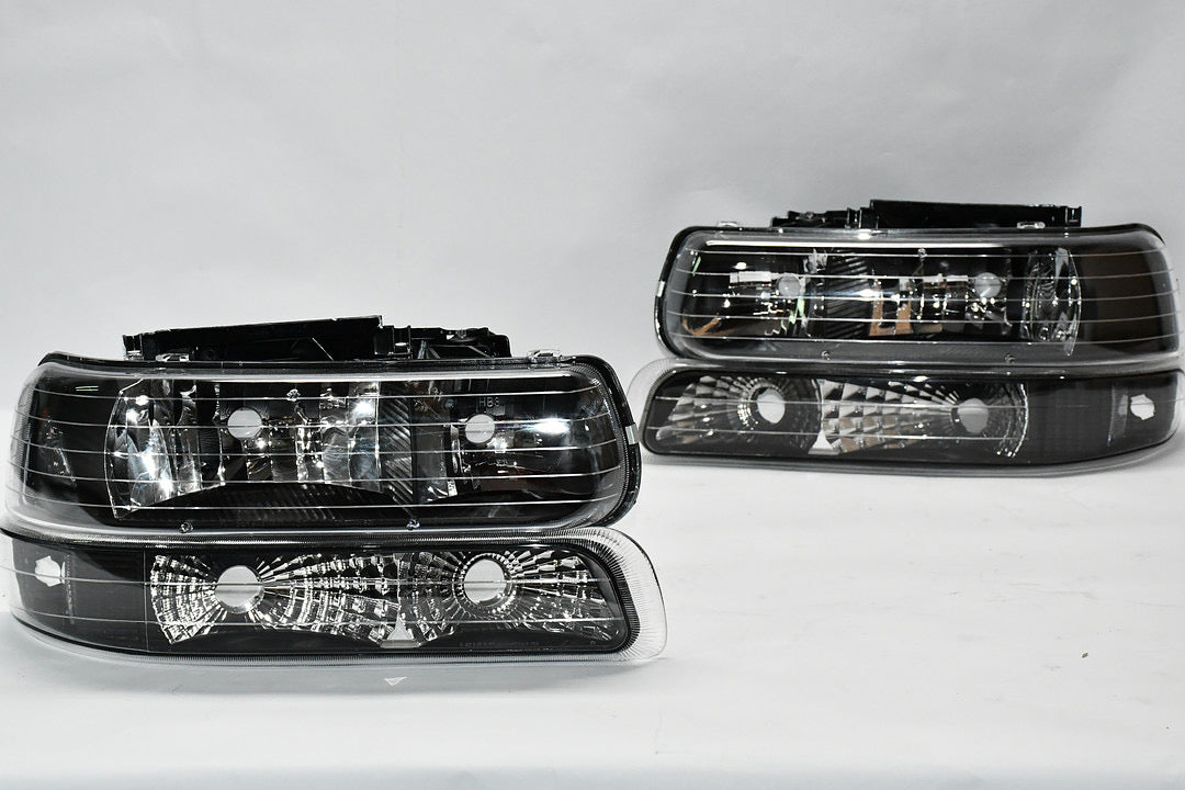 Chevy Tahoe Suburban black housing Clear Reflector Headlights faros focos luces micas 2000 2001 2002 2003 2004 2005 2006