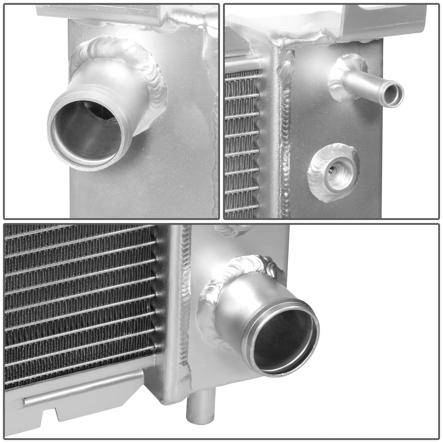 2-Row Full Aluminum Radiator Compatible with 1999 to 2006 Silverado 2500/Suburban 1500/Yukon/Yukon XL 1500/Sierra 1500/Sierra 2500, 4.8L/ 5.3L V8, Metallic