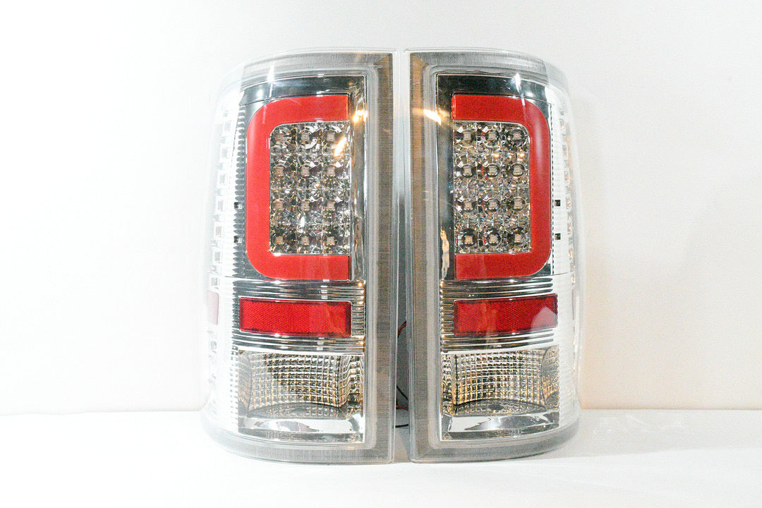 Dodge Ram 1500 chrome housing led RED DRL taillights luces traseras micas calaveras 2009 2010 2011 2012 2013 2014 2015 2016 2017