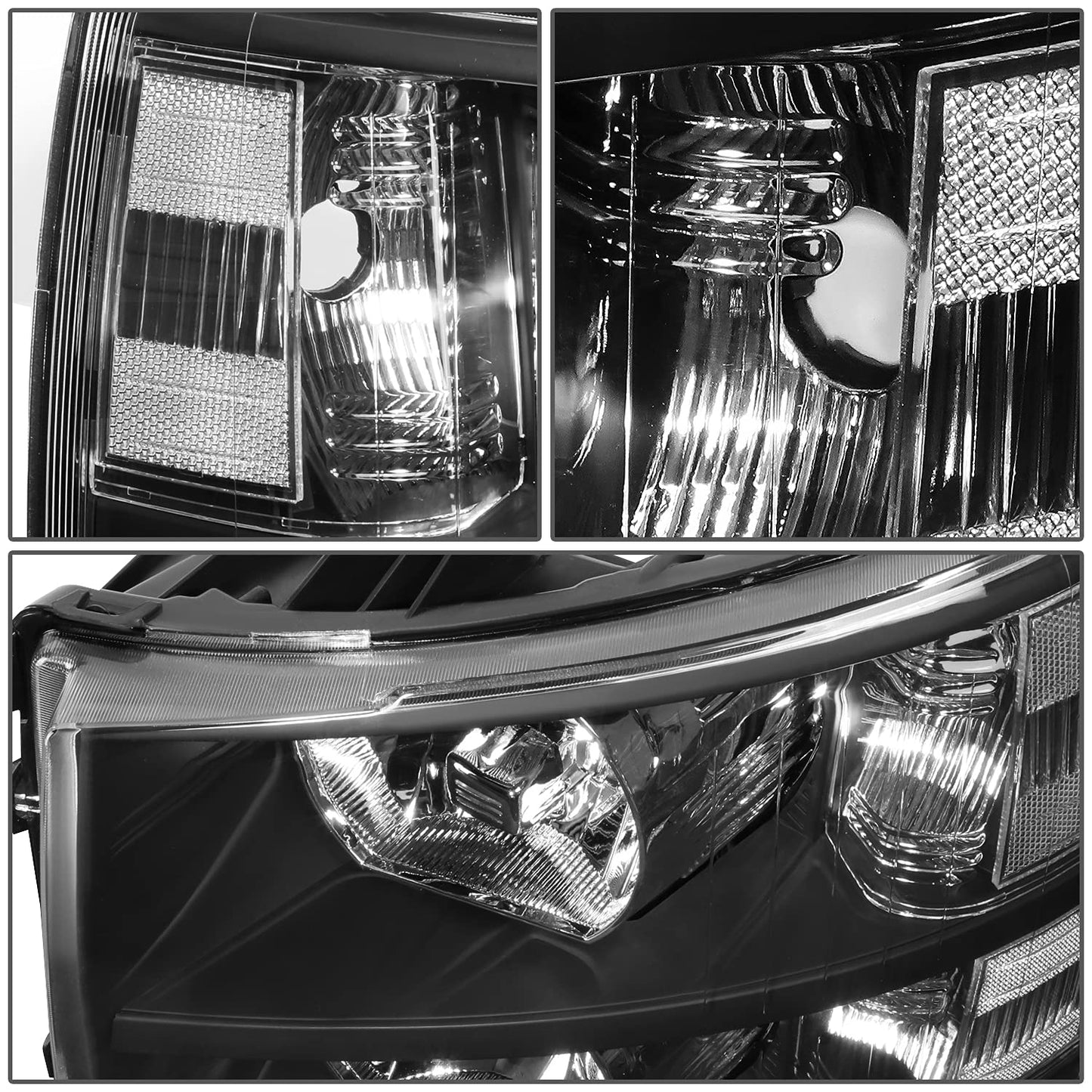 Chevy Silverado Black Housing Headlamps Headlights Faros Focos luces Micas 2007 2008 2009 2010 2011 2012 2013